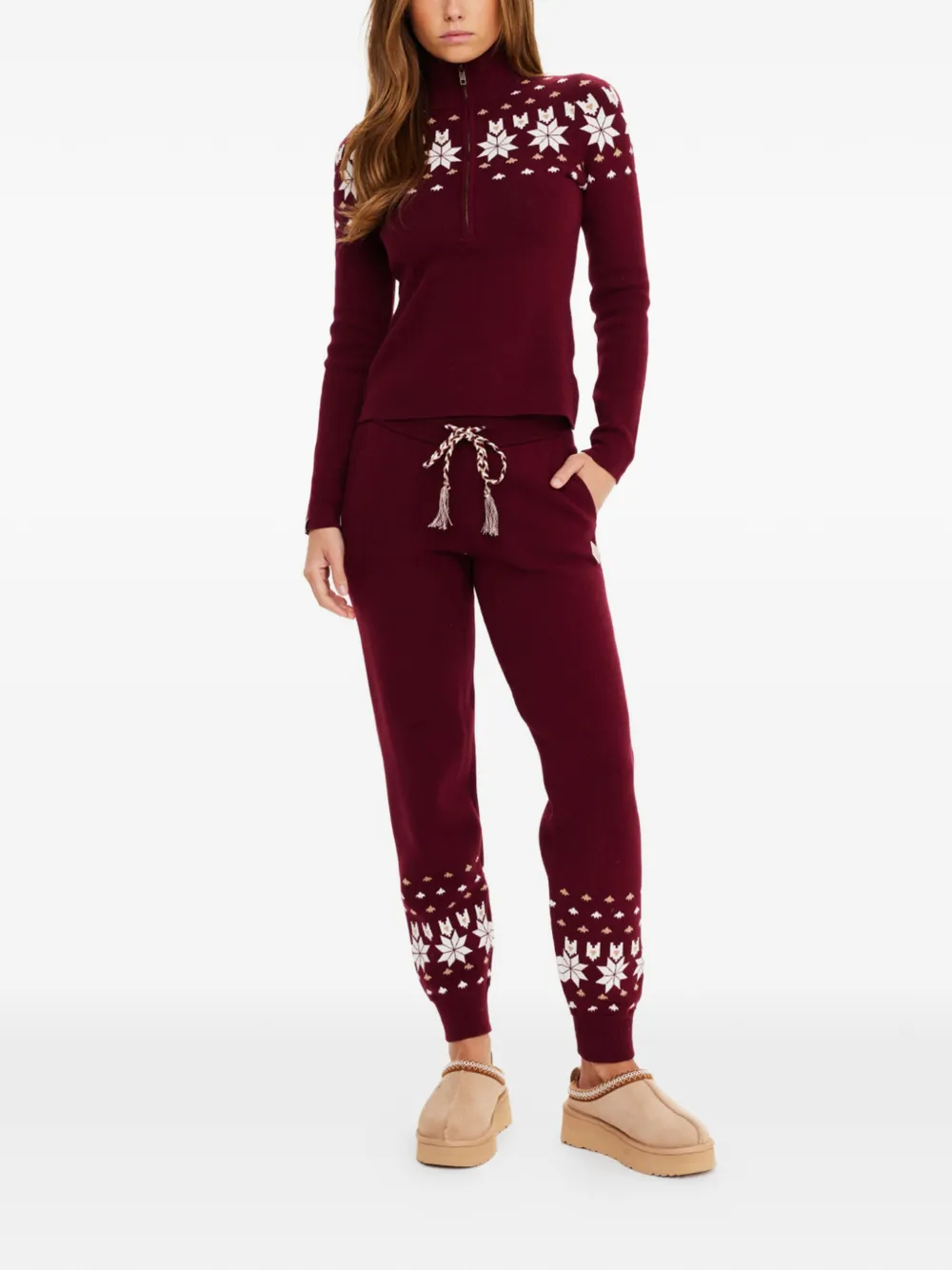 The Upside Le Ski Jojo Snowflake-pattern Track Pants In Red