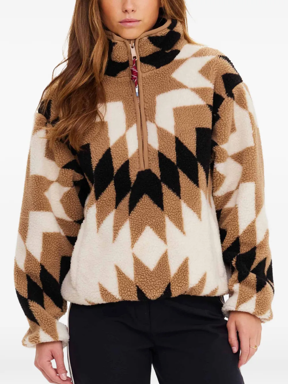The Upside Harlow Geometric-pattern Ski Top In Brown