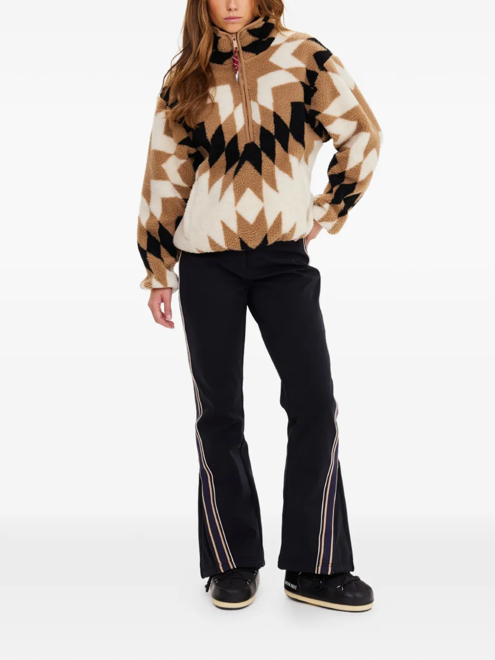 The Upside Harlow Geometric-pattern Ski Top In Brown