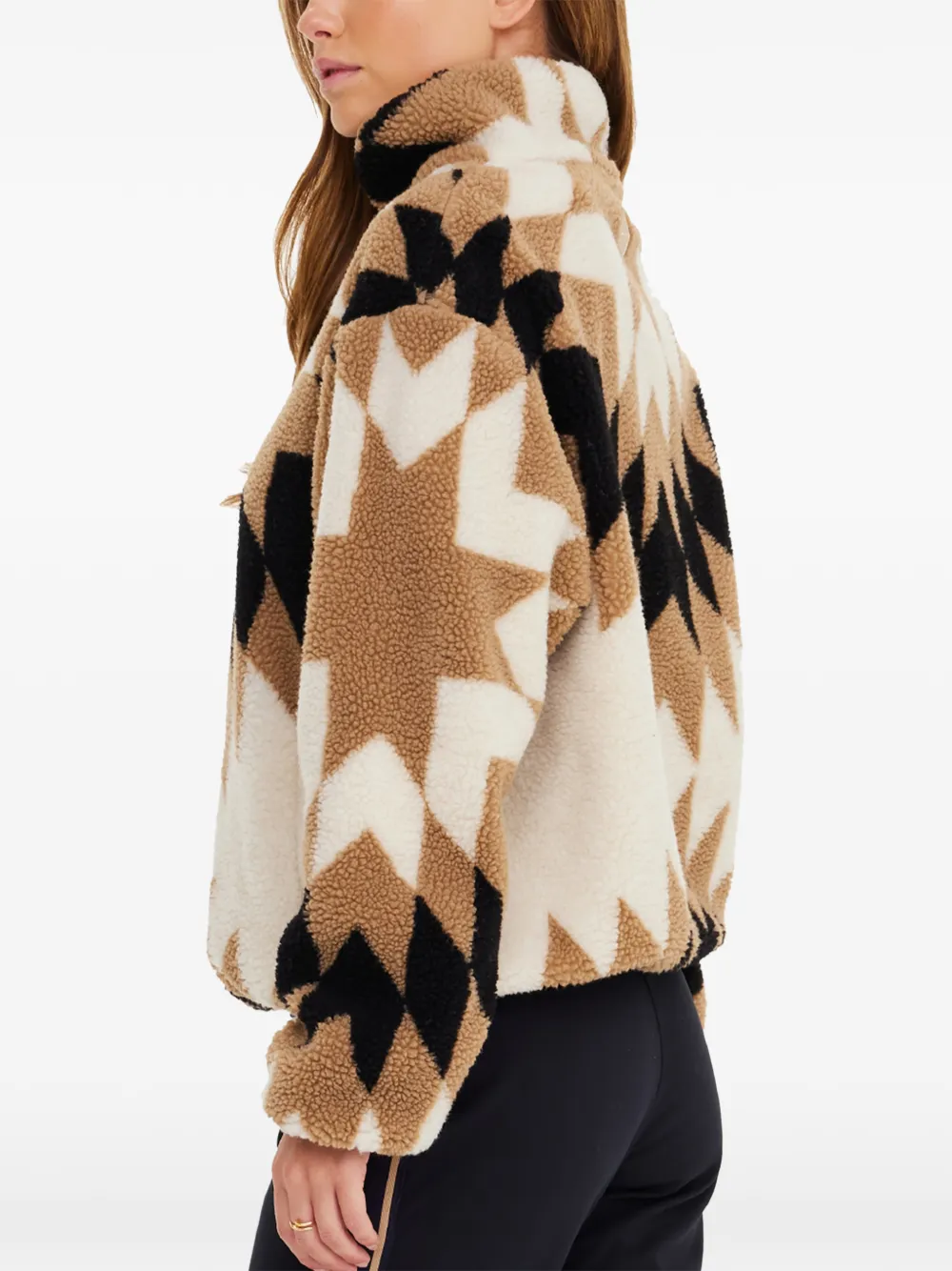 The Upside Harlow geometric-pattern ski top Beige