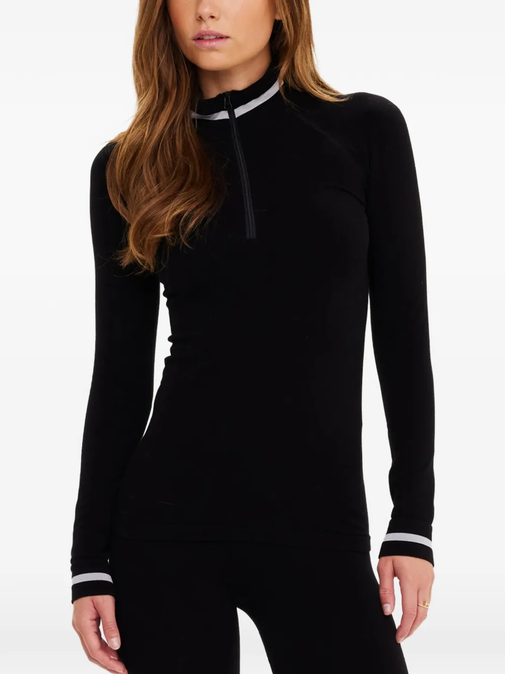 The Upside seamless half-zip base top Zwart