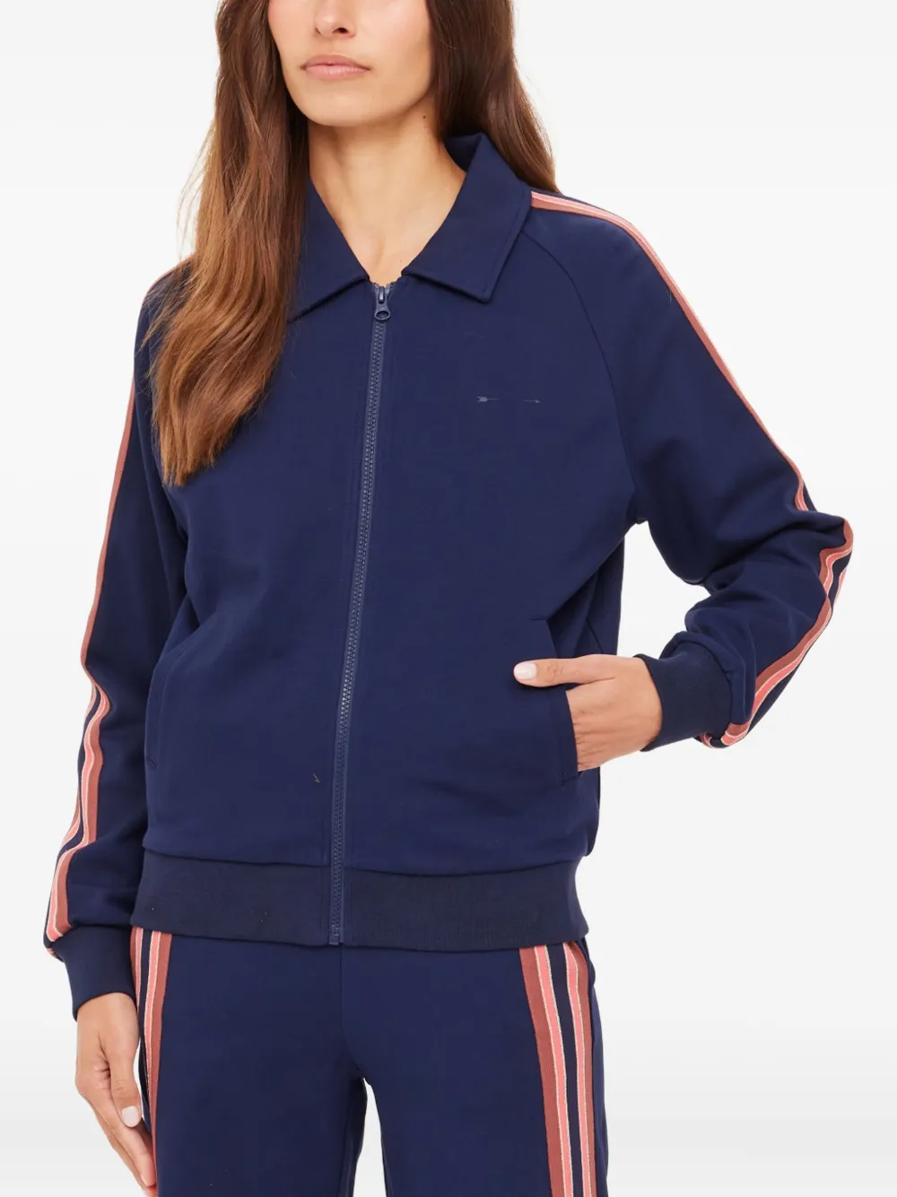 The Upside Amanda Pari stripe-zip sweater | Blue | Image 1