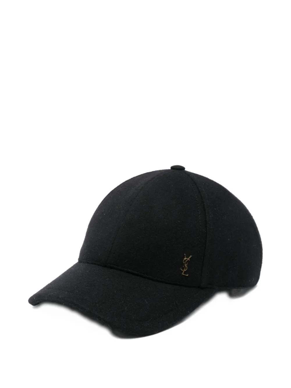 Saint Laurent Logo-plaque Baseball Cap In Black