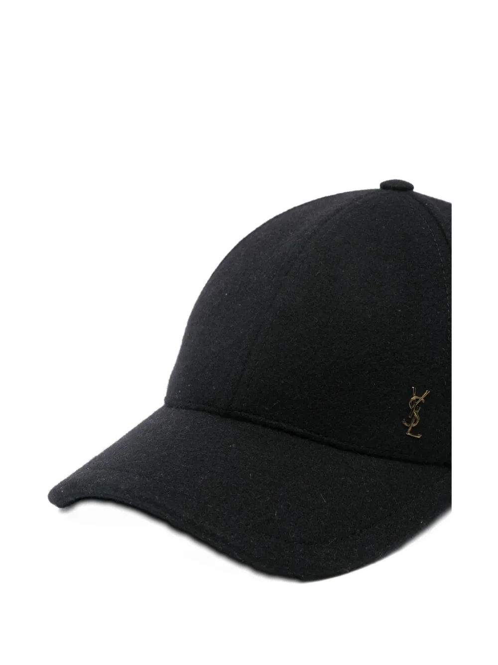 Saint Laurent Logo-plaque Baseball Cap In Black