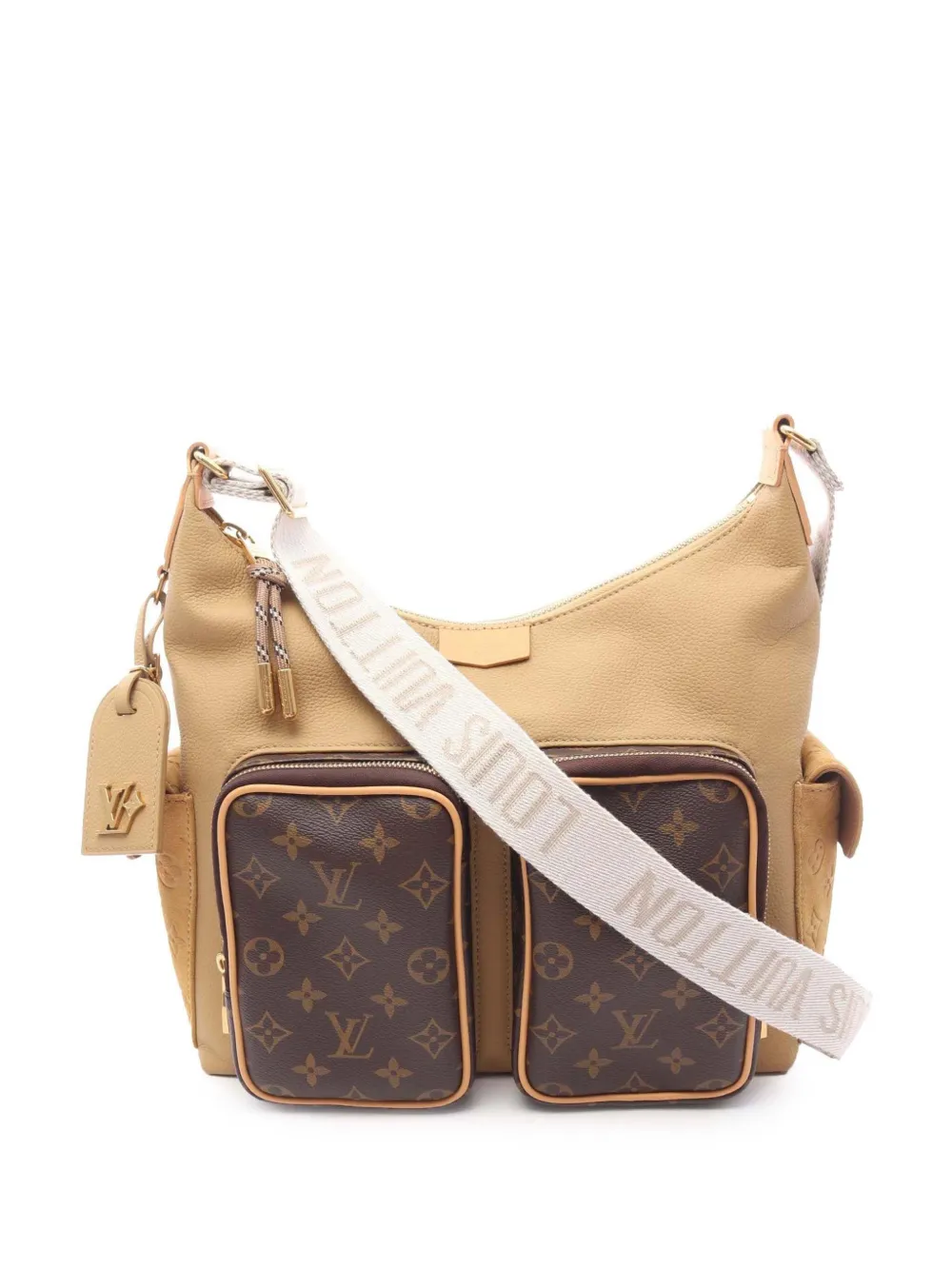 Louis Vuitton Pre-Owned 2021-2025 Grained Calfskin and Monogram Hobo Louis Vuitton Pre-Owned 2021-2025 Grained Calfskin and Monogram Hobo