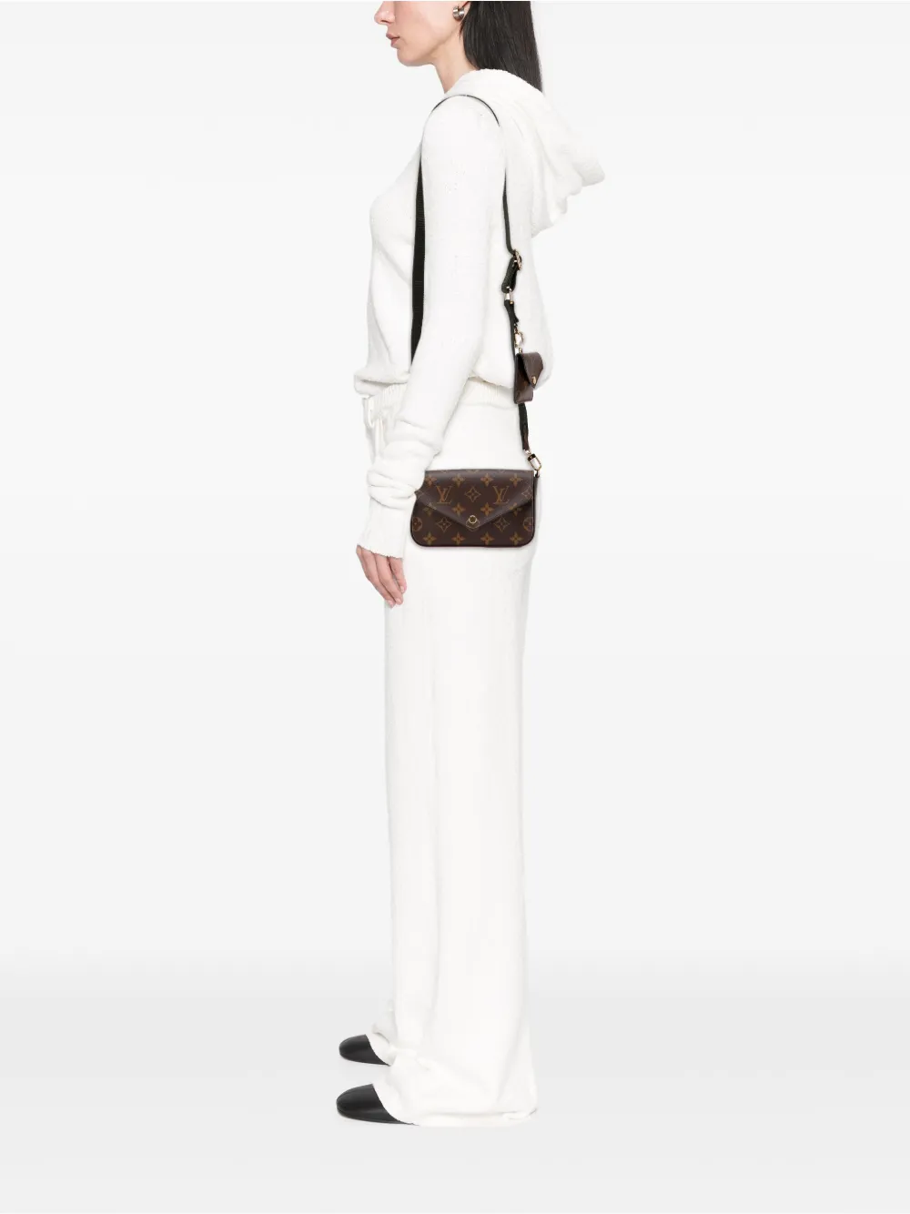 Pre-owned Louis Vuitton 2021-2025 Monogram Felicie Strap And Go Crossbody Bag In Brown