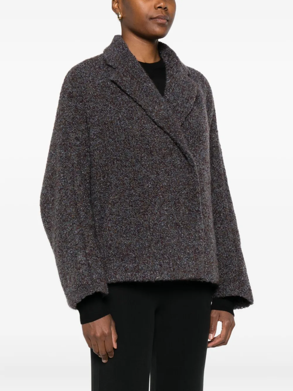 Boboutic High-neck Button Jacket In Gray