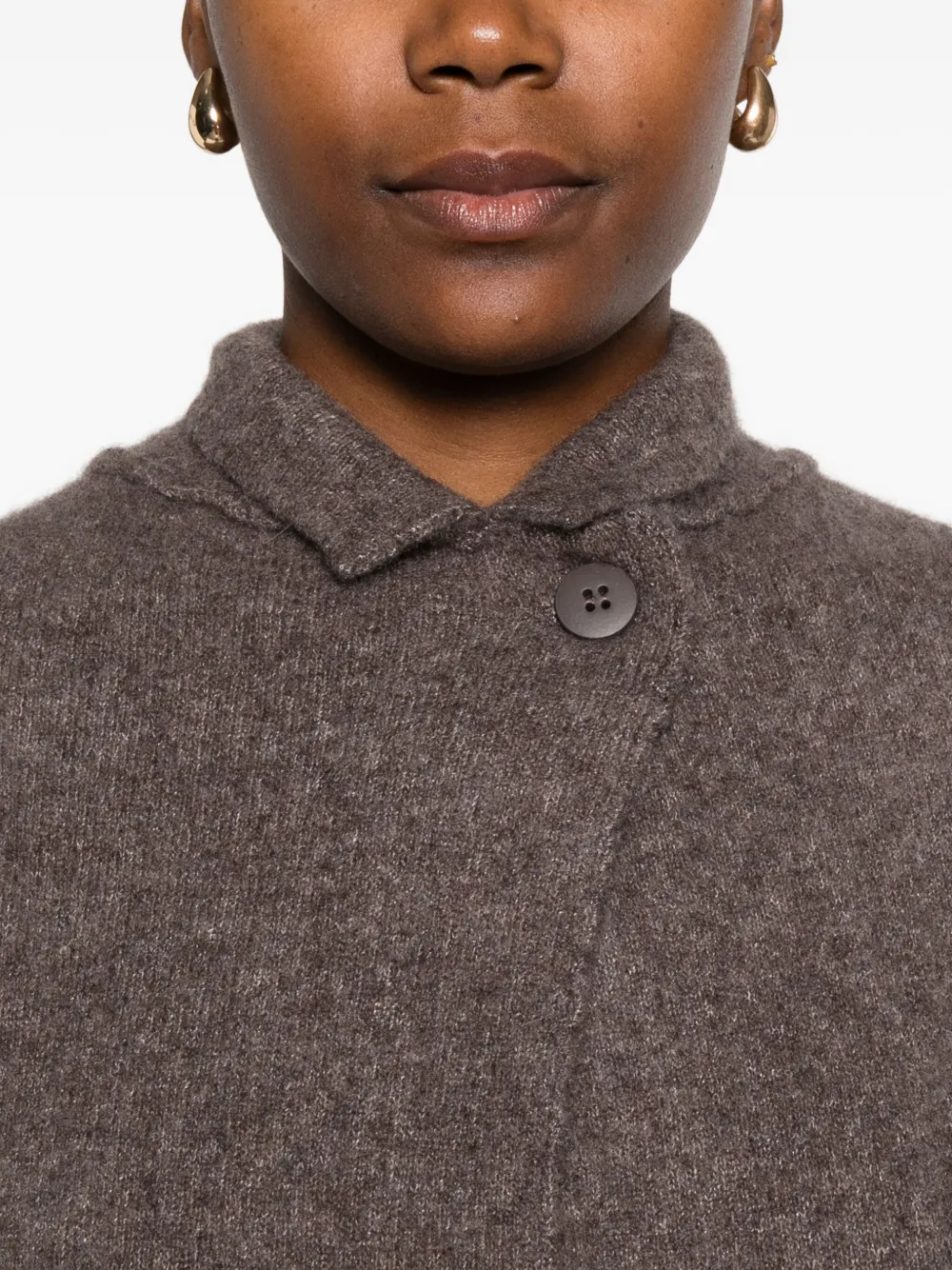 Boboutic High-neck Button Coat In Brown