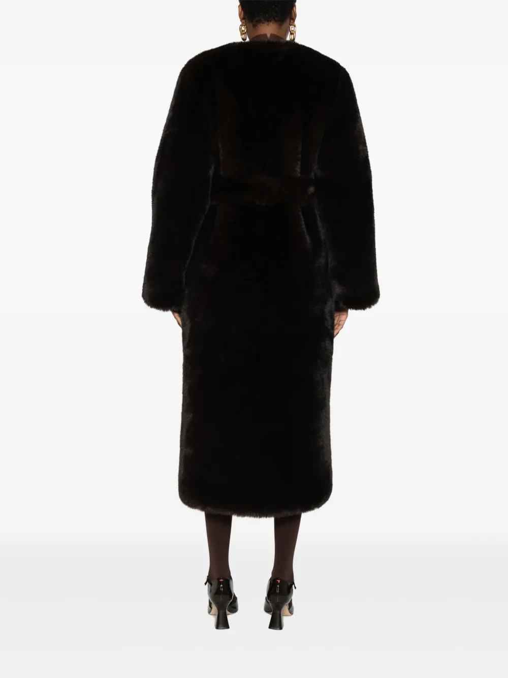 Cult Gaia Jas van imitatiebont en met ceintuur Bruin