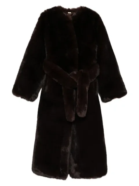 Cult Gaia belted faux-fur coat