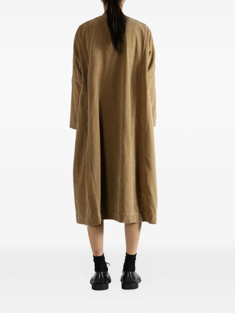 Casey Casey Pyj Rouch Paneled Midi Dress In Brown