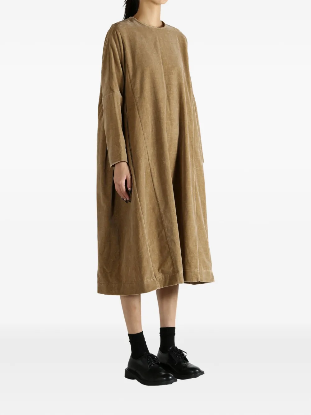 Casey Casey Pyj Rouch Paneled Midi Dress In Brown