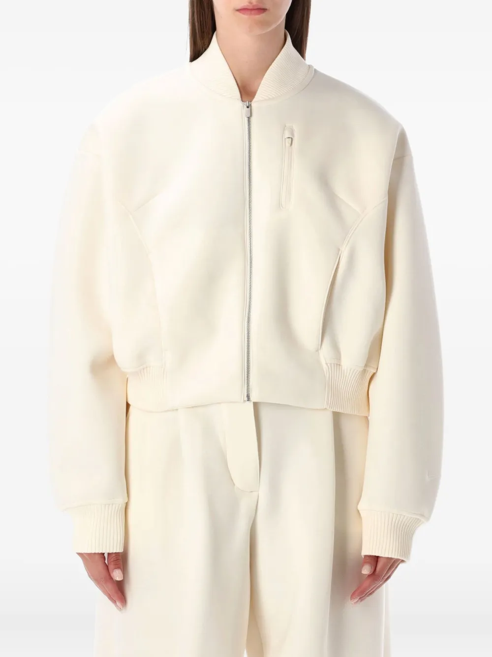 Nike Textured Bomber Jacket In White