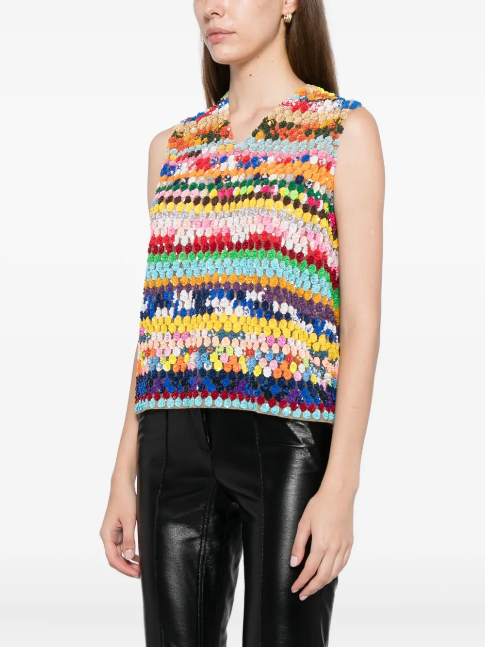 Ashish Sequin Embellishment Tank Top In Animal Print