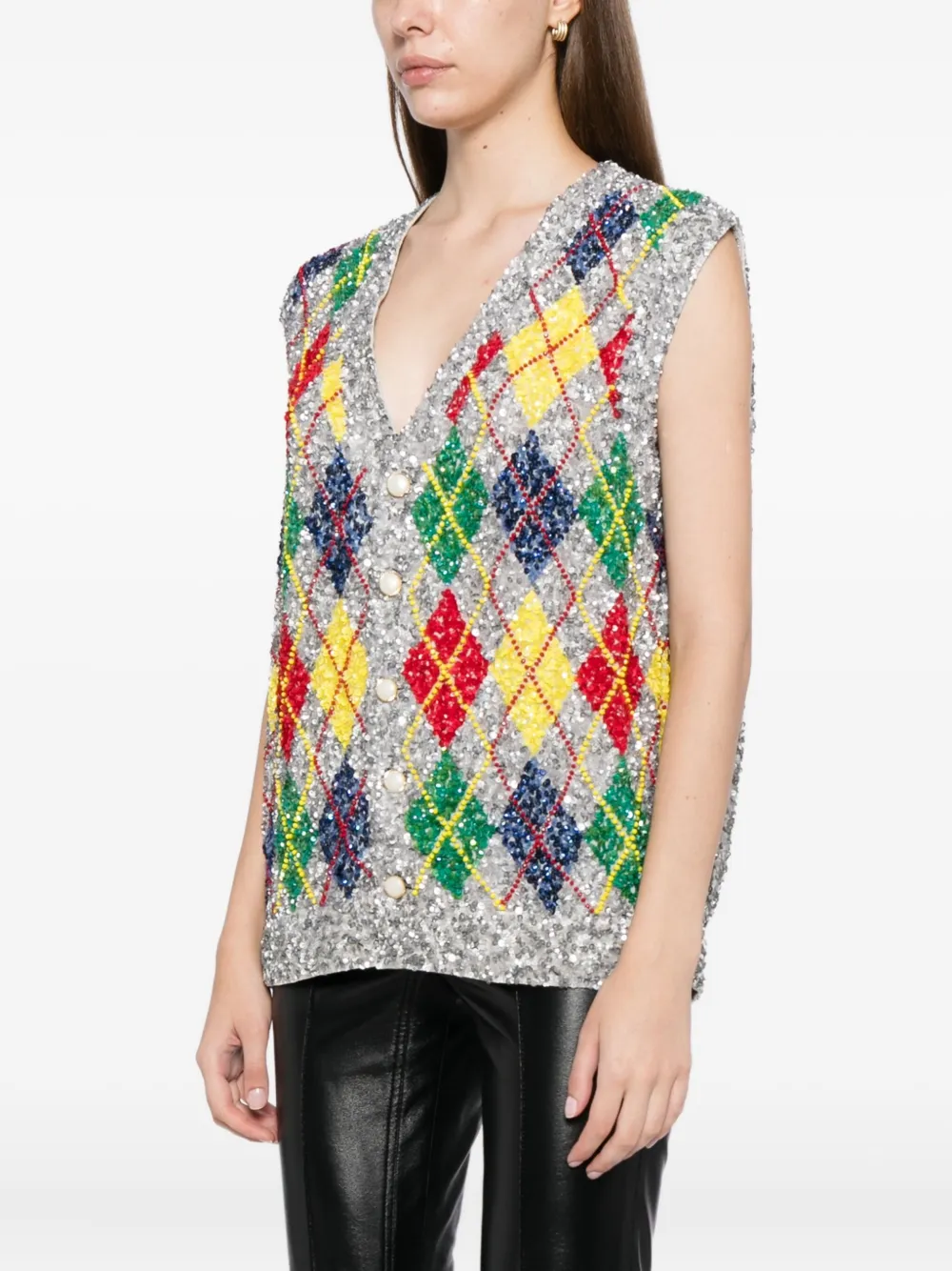 Ashish Tanktop verfraaid met pailletten Grijs