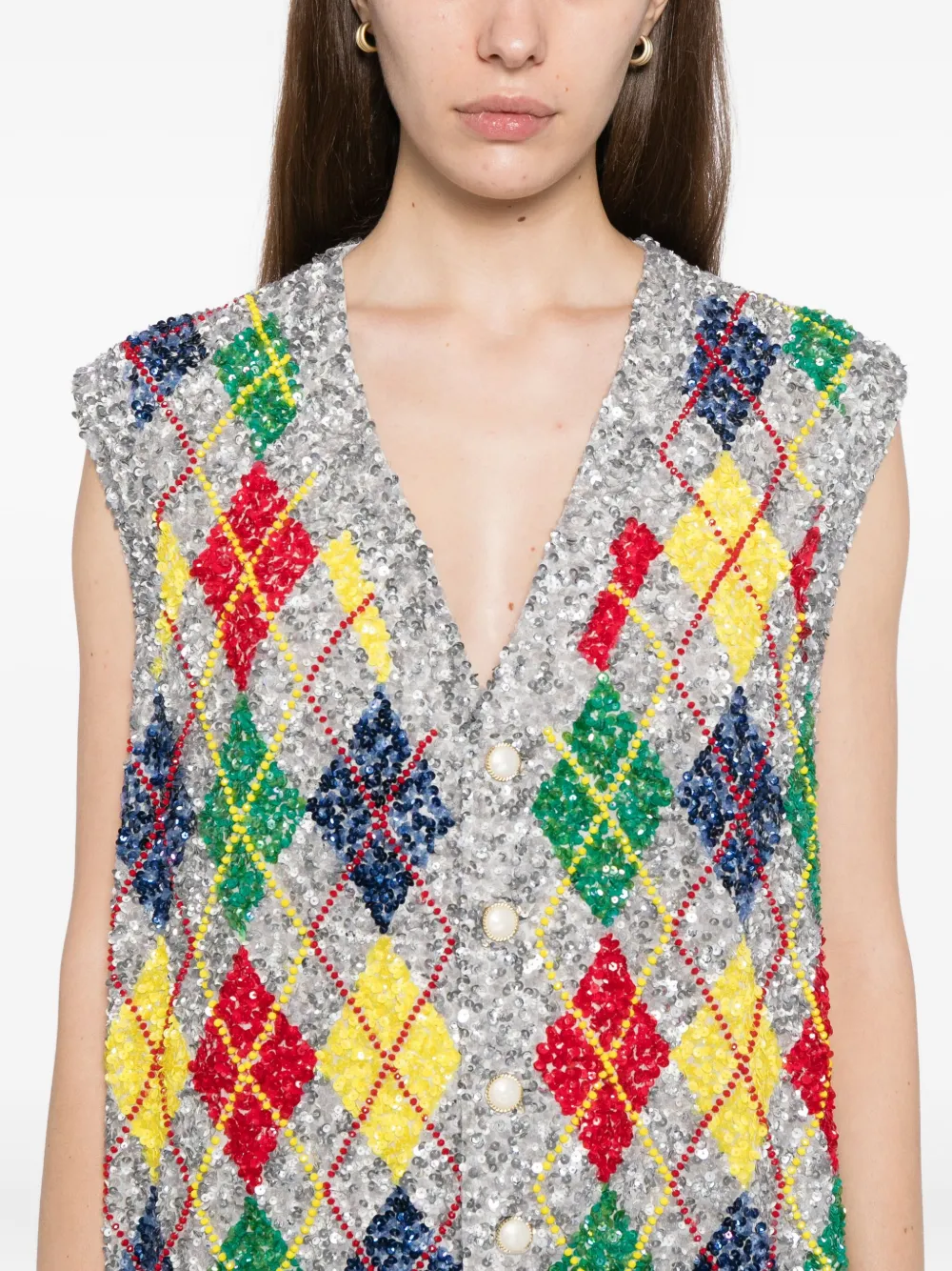 Ashish Tanktop verfraaid met pailletten Grijs