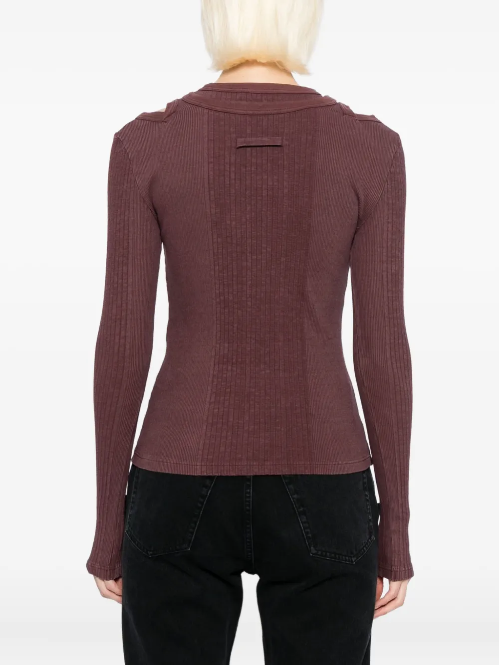 Jean Paul Gaultier Logo-patched Knit Top In Red