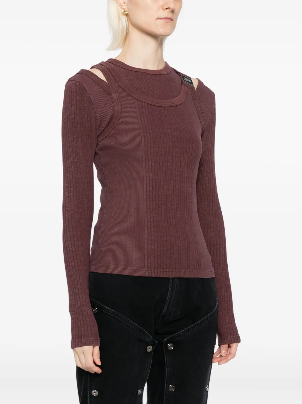 Jean Paul Gaultier Logo-patched Knit Top In Red