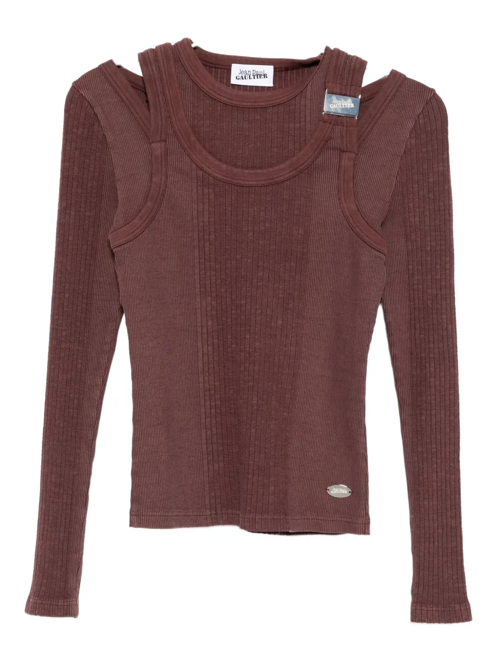 Jean Paul Gaultier Logo-patched Knit Top In Red