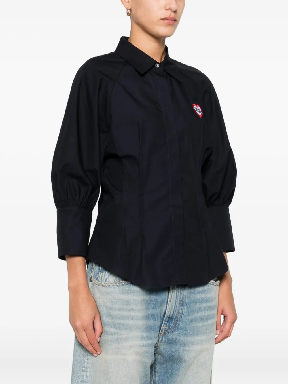 PINKO Top met pofmouwen en verfraaid met hart Zwart