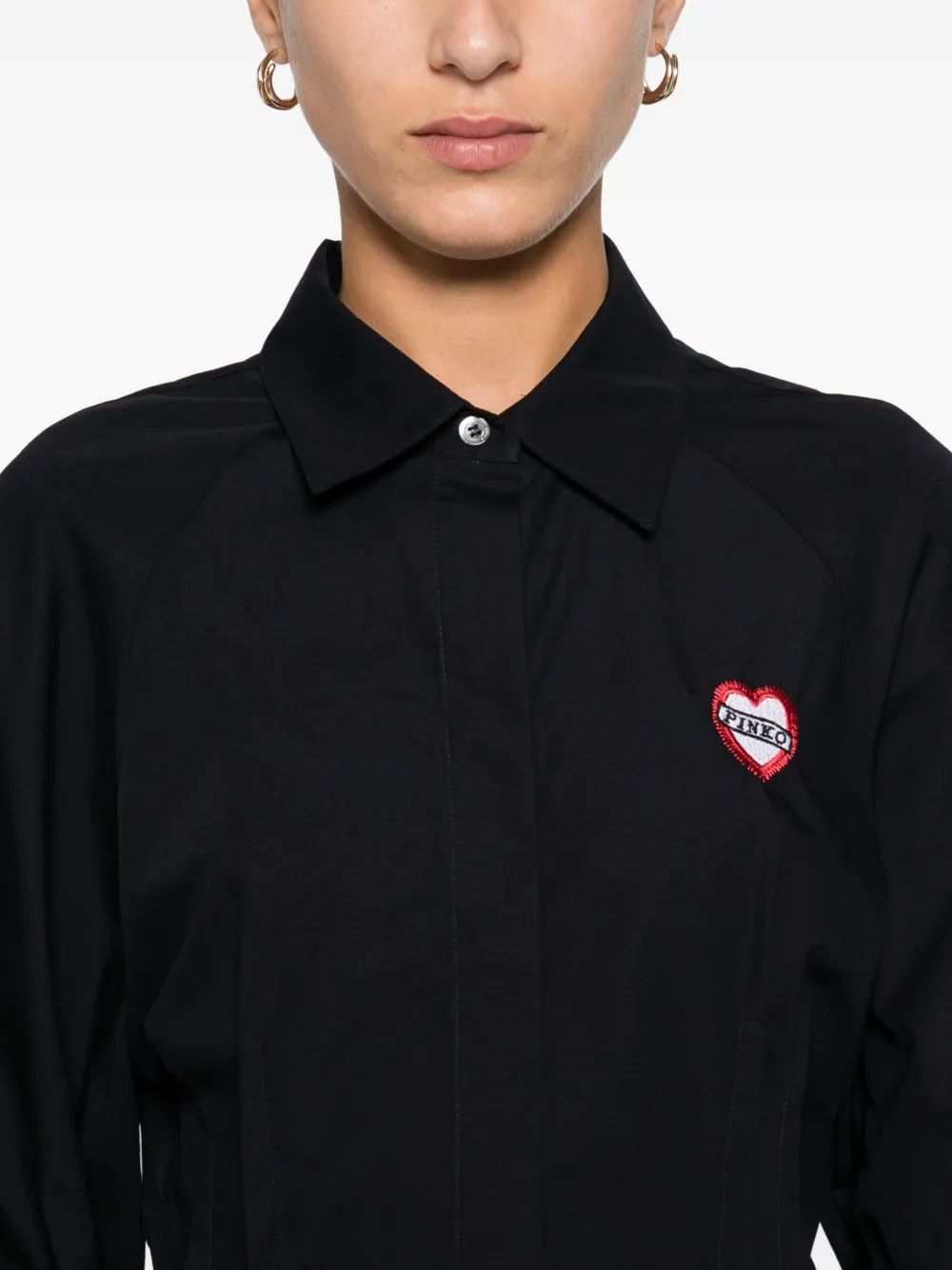PINKO Top met pofmouwen en verfraaid met hart Zwart