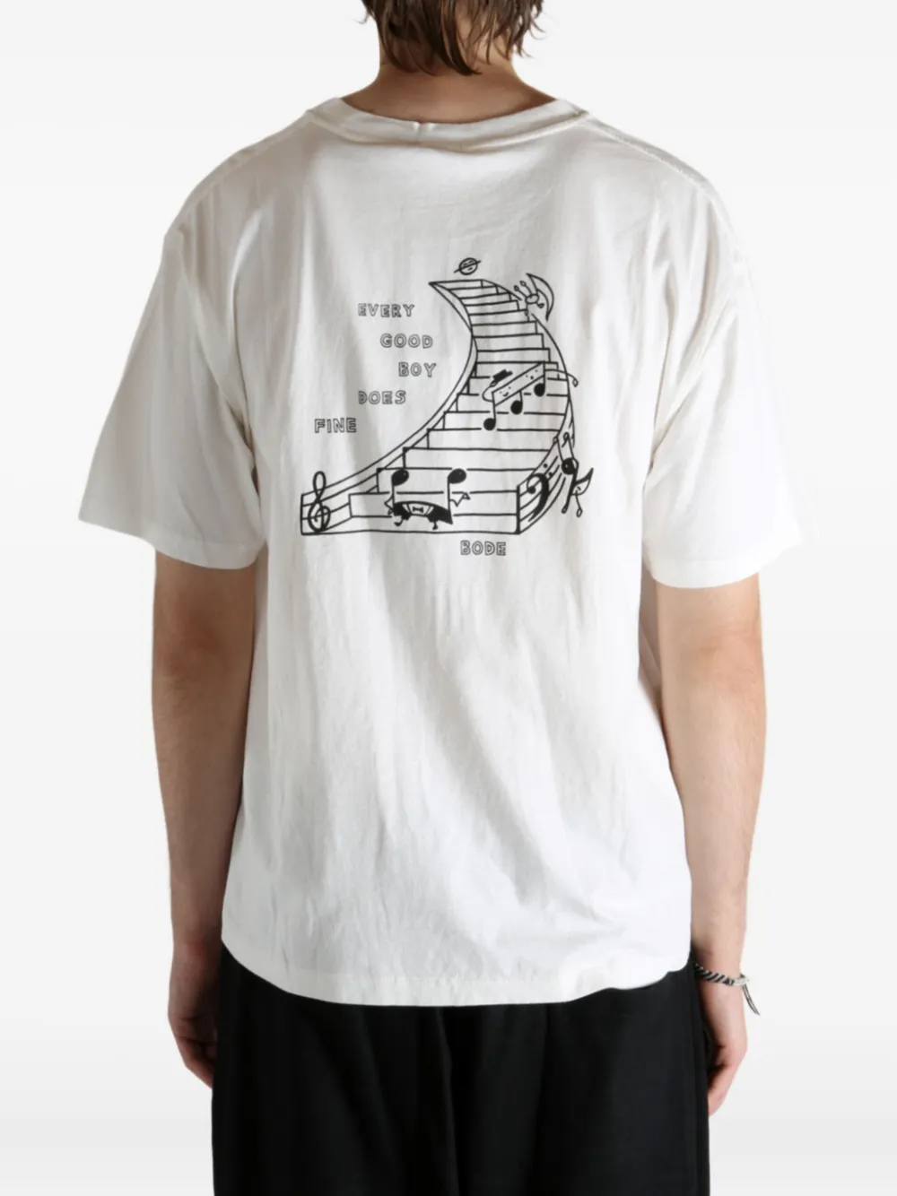 Bode Composer Embroidered-graphic T-shirt In White