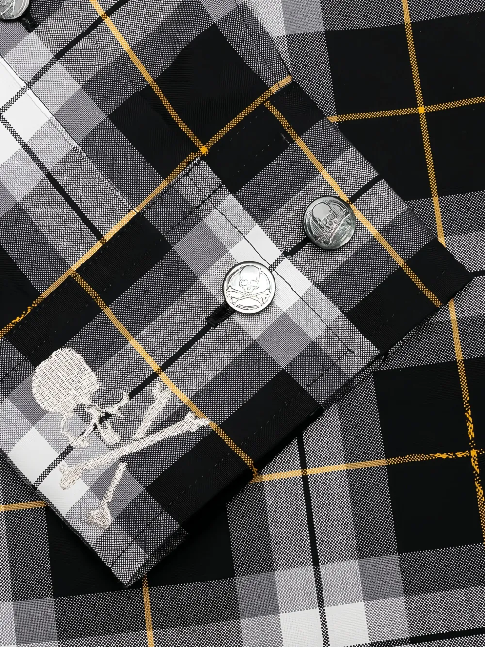 Mastermind World Geruit overhemd met geborduurde doodskop Zwart