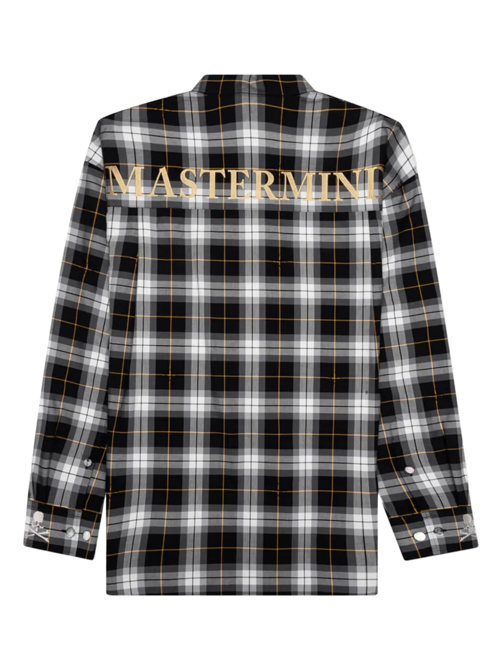 Mastermind World Geruit overhemd met geborduurde doodskop - Zwart