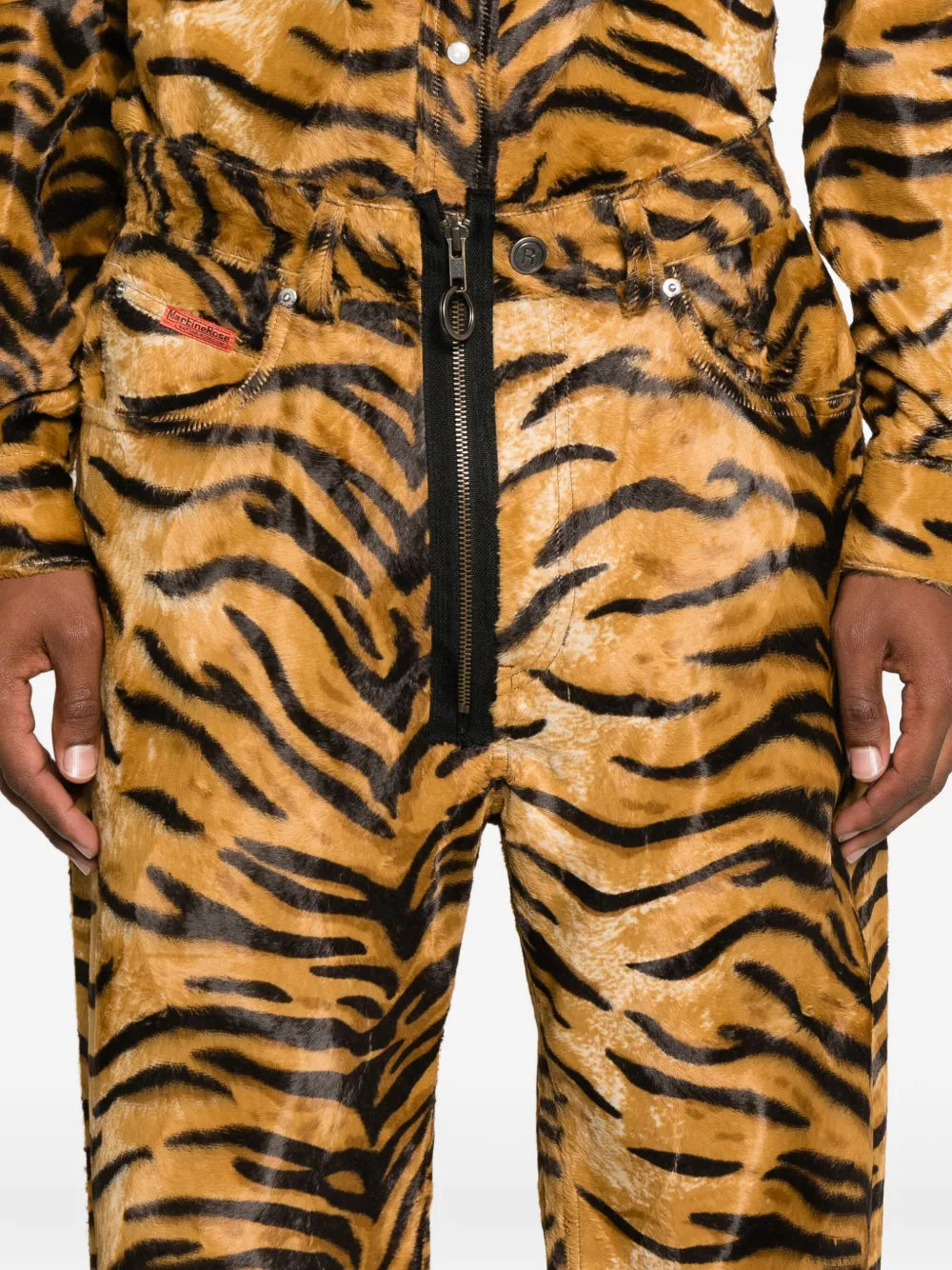 Martine Rose Tiger-print Zip-fly Trousers In Brown