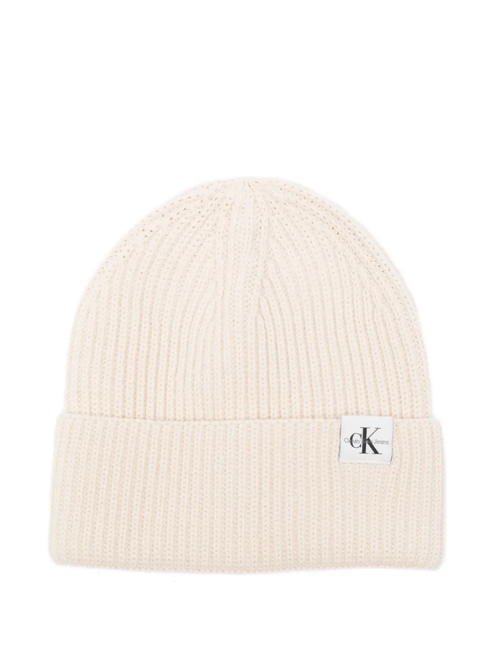 Calvin Klein Kids ribbed logo beanie | Neutrals | Image 1
