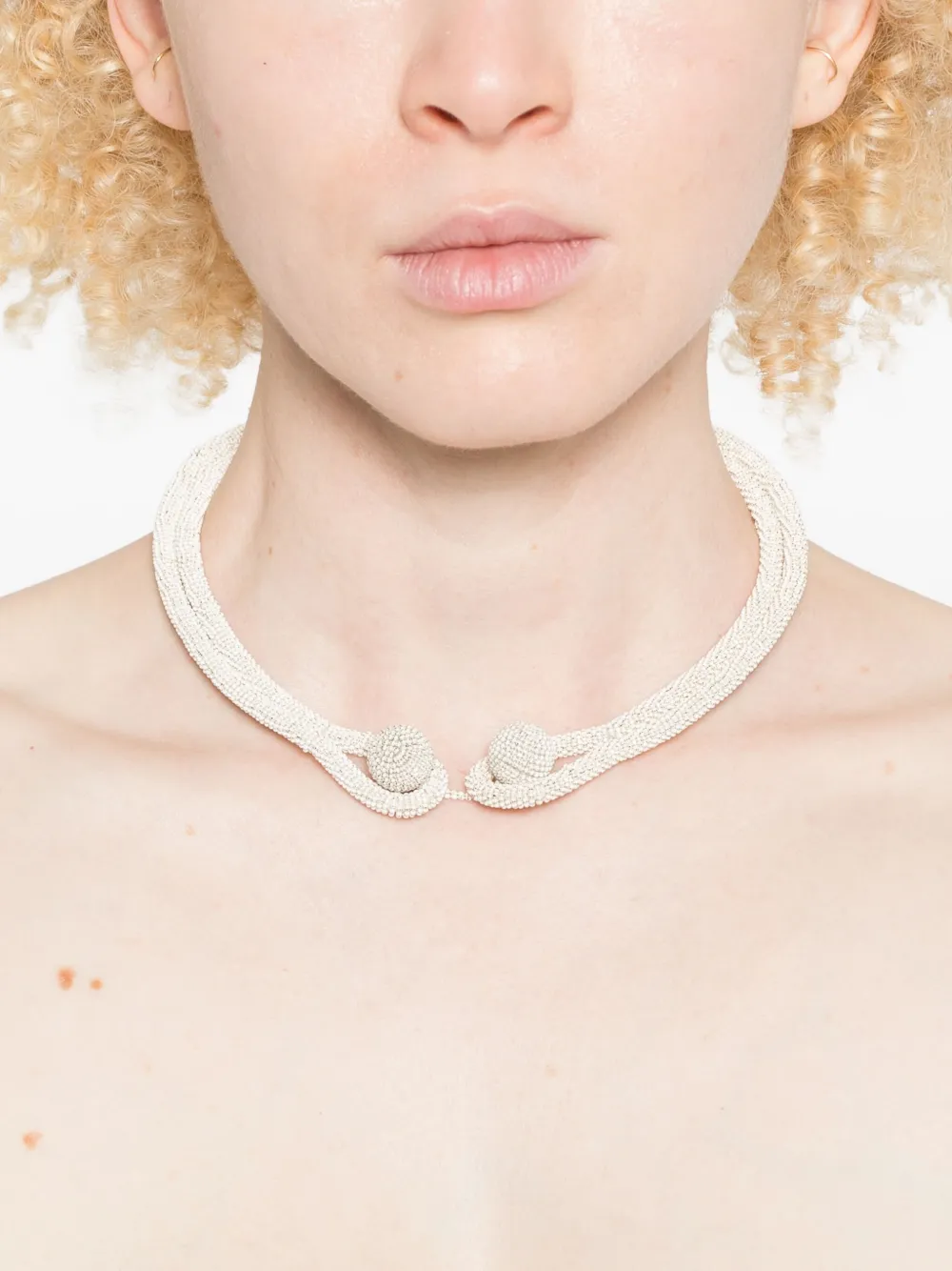 Fabiana Filippi beaded-sphere necklace - Wit