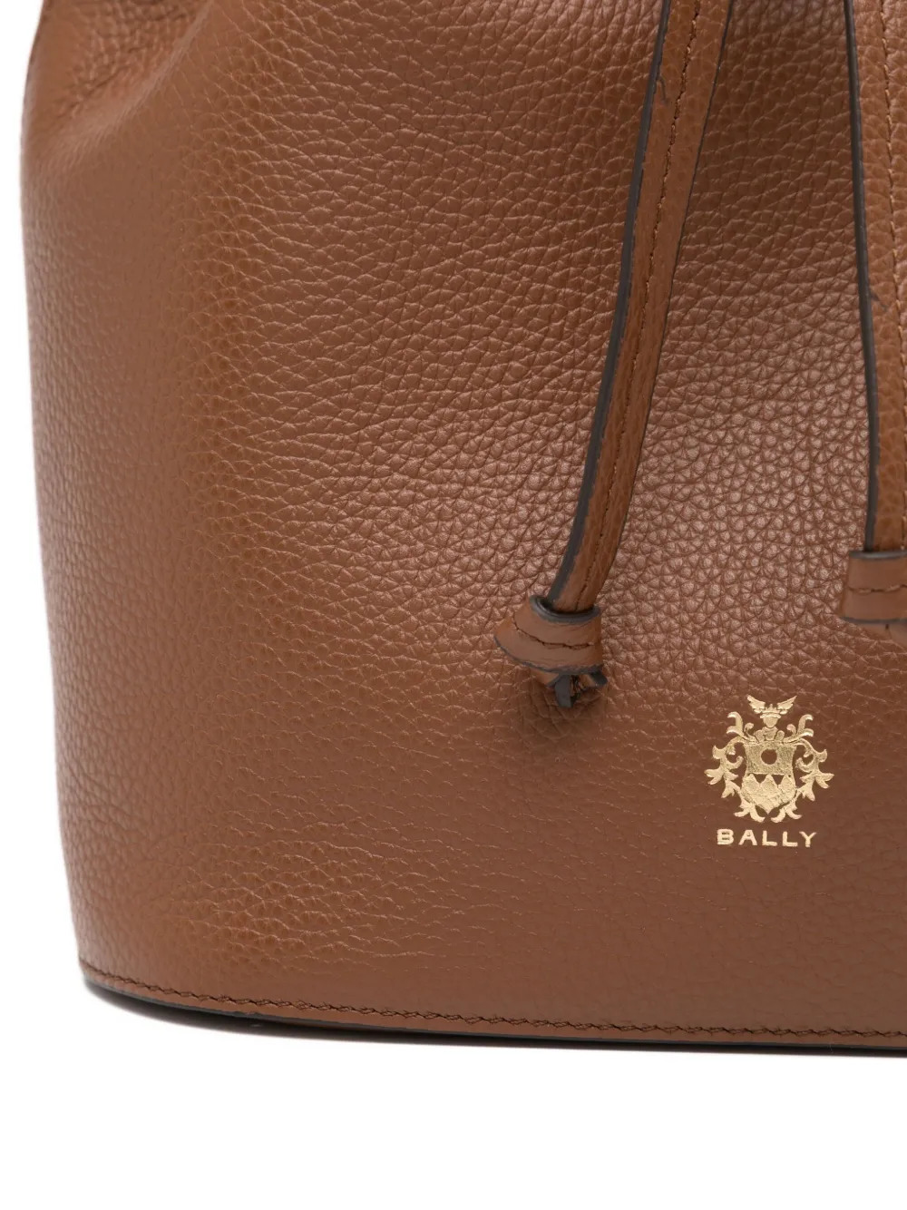 Bally Leather Drawstring Bucket Bag In Brown