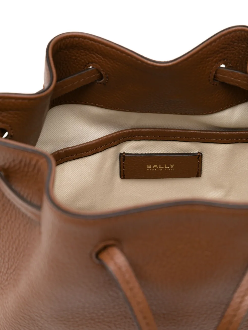 Bally Leather Drawstring Bucket Bag In Brown