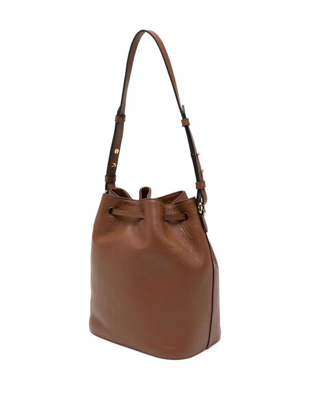 Bally Leather Drawstring Bucket Bag In Brown