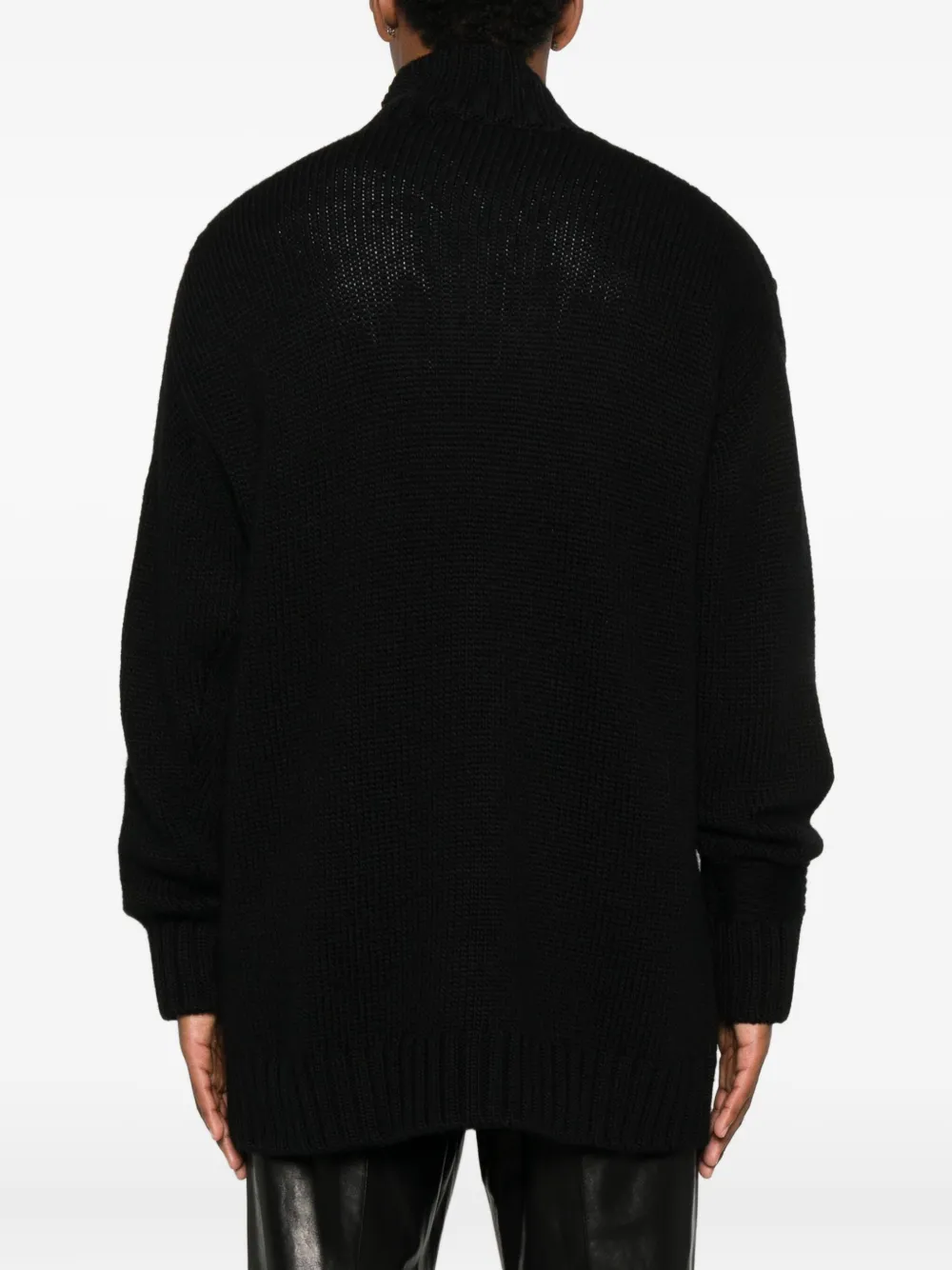 Yohji Yamamoto High-neck Lattice-insert Sweater In Black