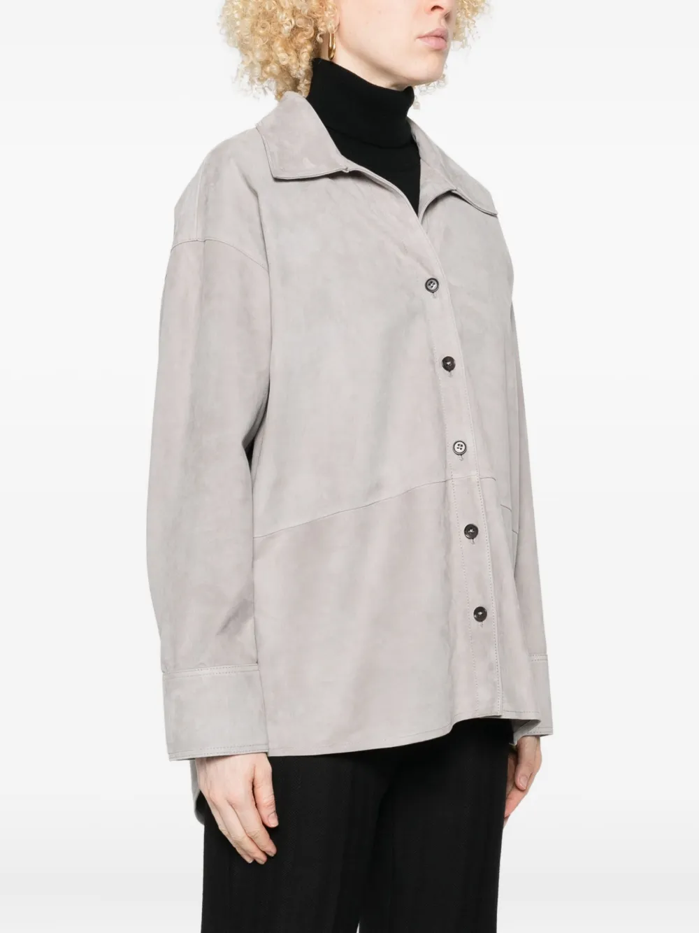 Arma Caterine Button-down Suede Shirt In White