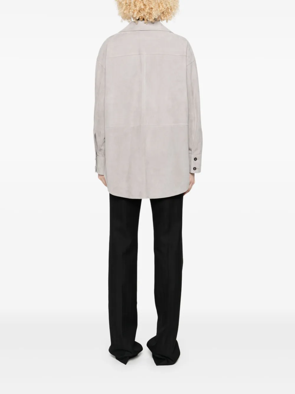Caterine Button-Down Suede Shirt