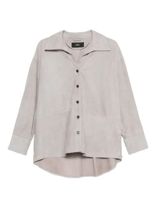Arma Caterine Button-down Suede Shirt in Grey