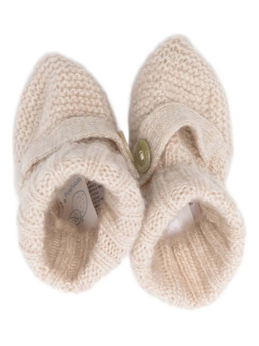 Laranjinha Button-embellishment Crib Shoes In Neutral