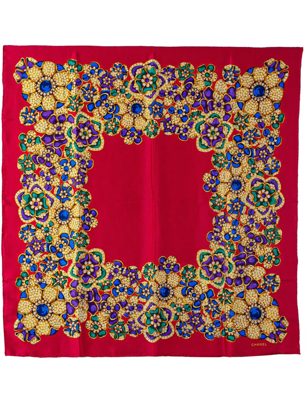 CHANEL Pre-Owned 1990-2010 Gripoix Buttons Silk Scarf scarves - マルチカラー CHANEL Pre-Owned 1990-2010 Gripoix Buttons Silk Scarf scarves - マルチカラー