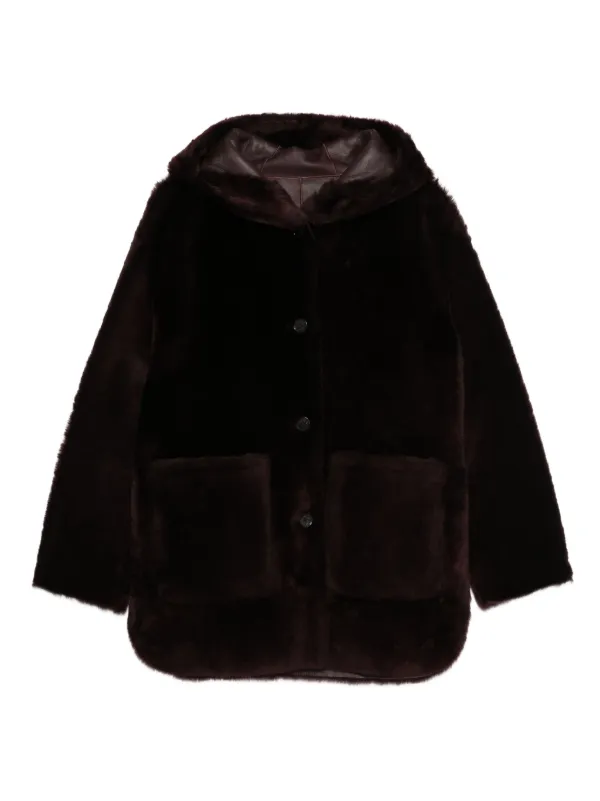 Arma Hooded Patch-pocket Jacket in Brown