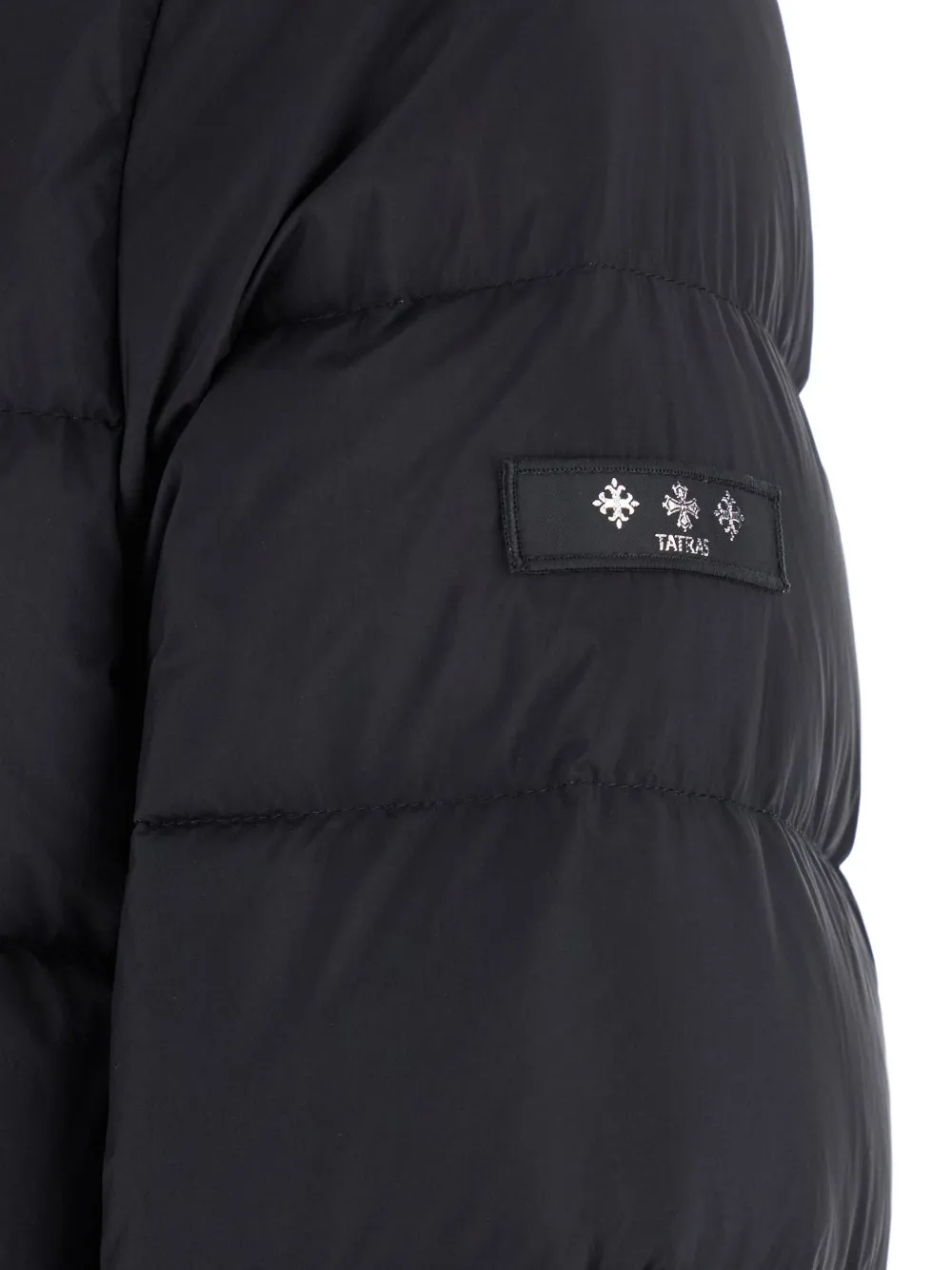Tatras Borbore Black Down Jacket With Hood And Logo Patch On The Side In Tech Fabric Man In Black