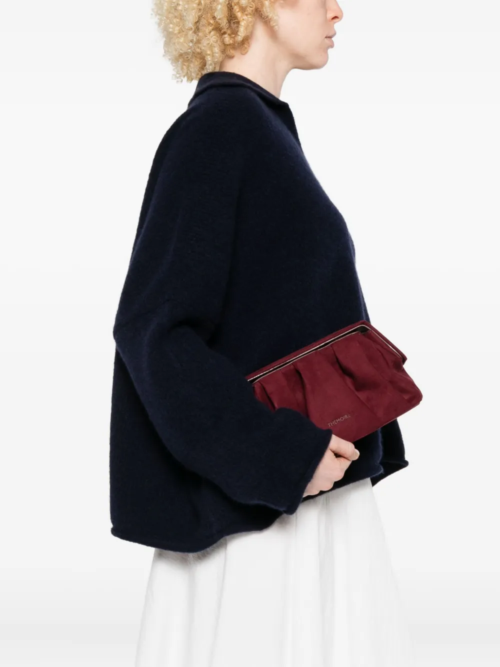 Themoirè gathered-detail clutch - Rood