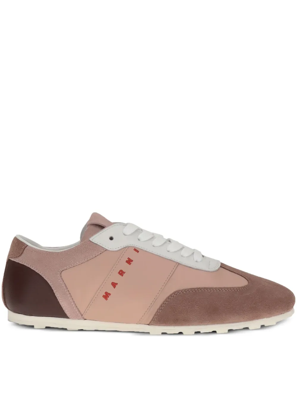 Marni Suede-panel Logo-embroidered Sneakers In Multi