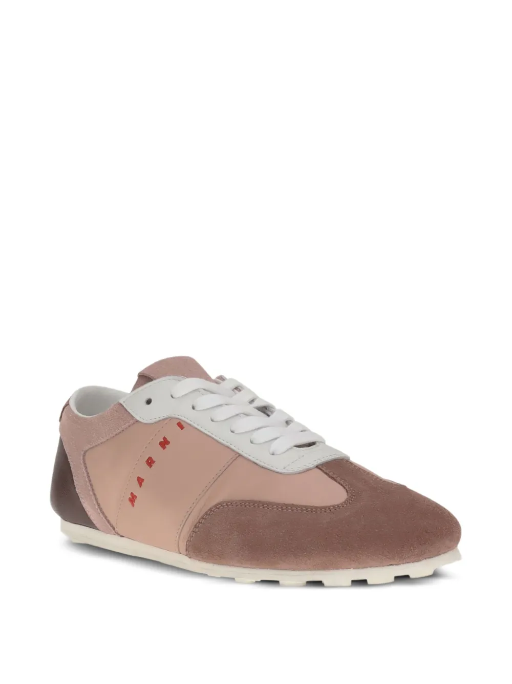 Marni Suede-panel Logo-embroidered Sneakers In Multi