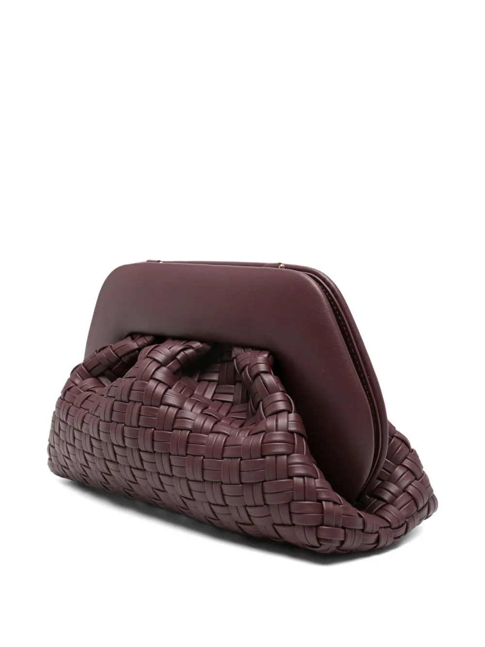 Themoirè Woven Rectangular Clutch Bag With Top Handle In Red