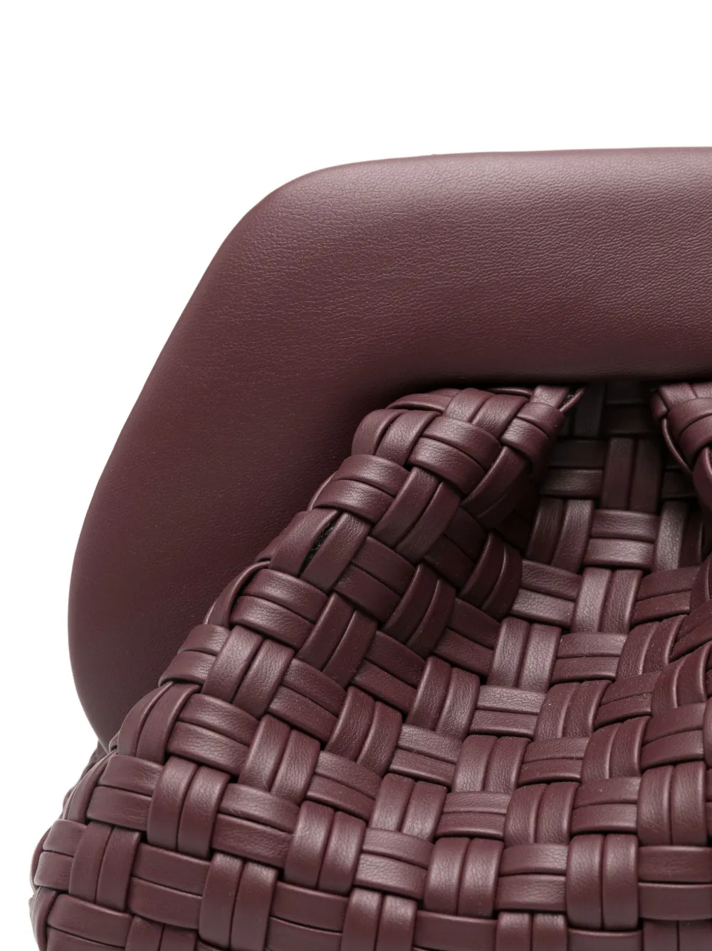 Themoirè Woven Rectangular Clutch Bag With Top Handle In Red