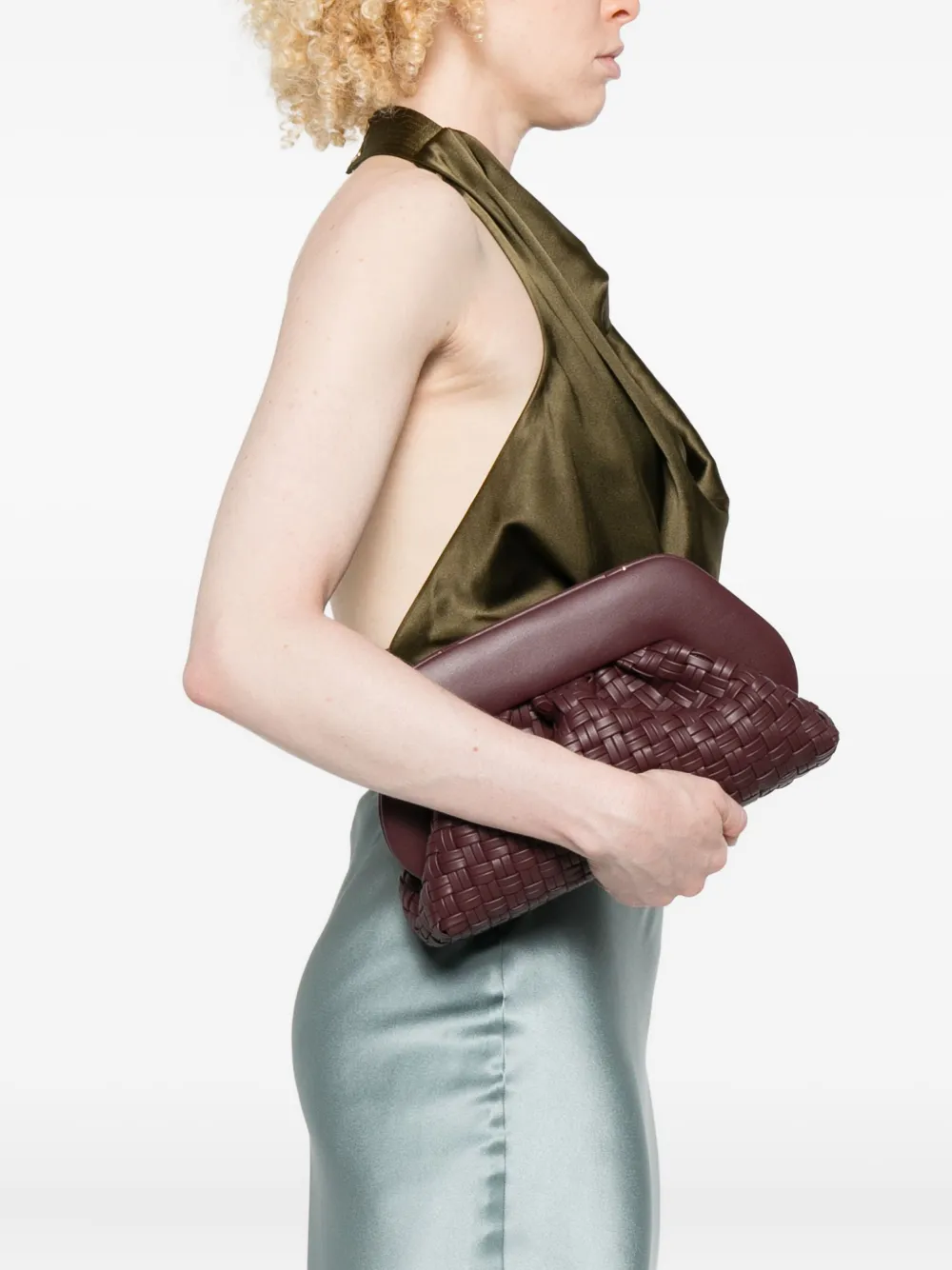 Themoirè gathered-detail woven clutch - Rood