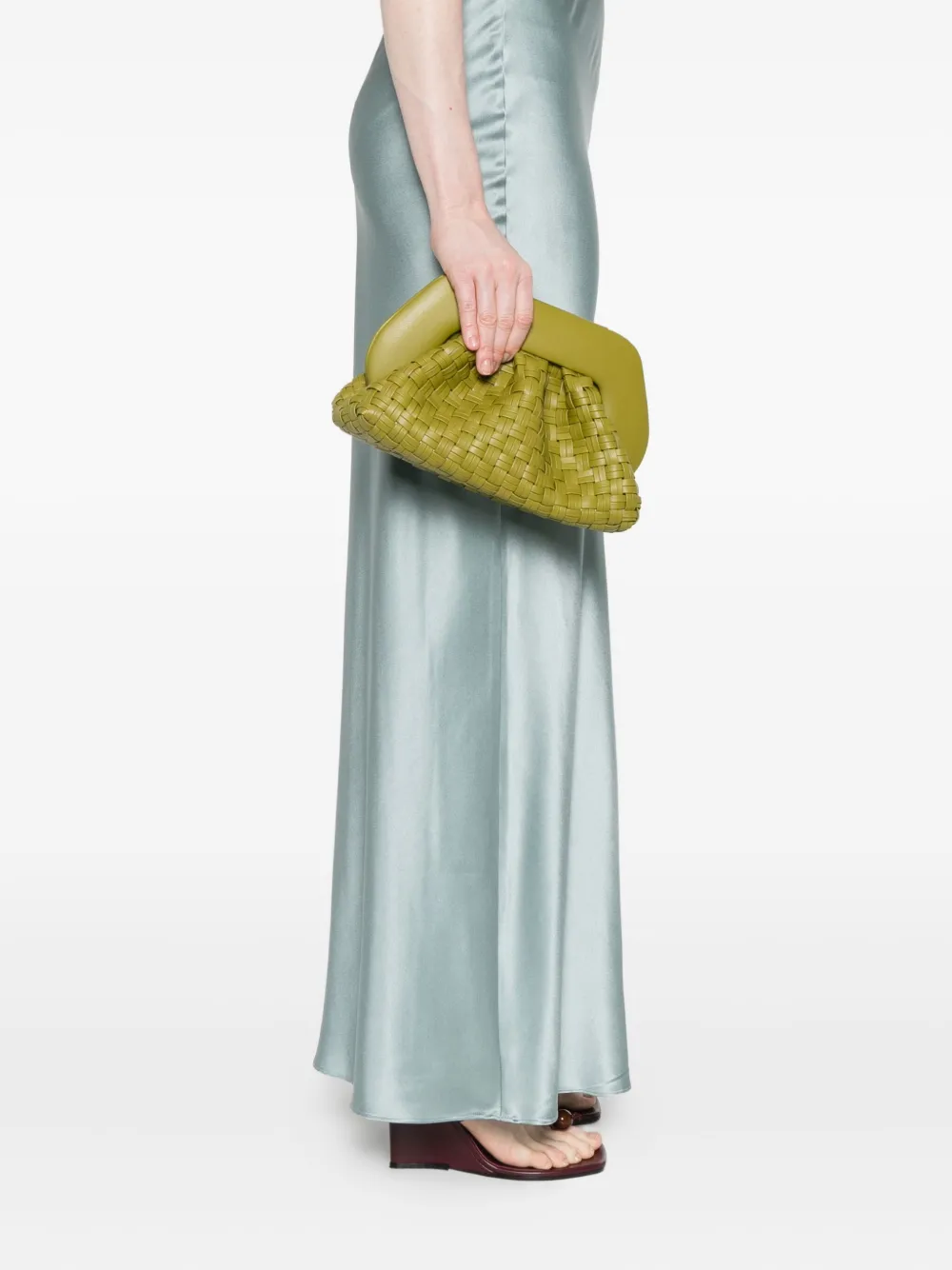 Themoirè woven gathered-detail clutch - Groen