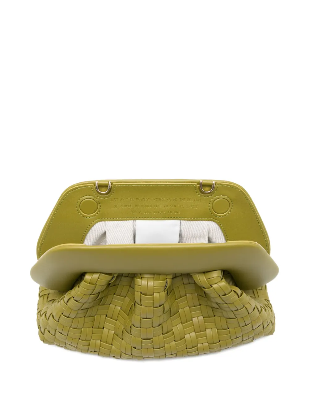 Themoirè Geweven clutch met gesmockt detail Groen